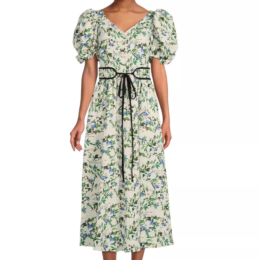 Antonio Melani X Jennifer Sumko Floral Puff Sleeve Tie Belt Maxi Dress - 12